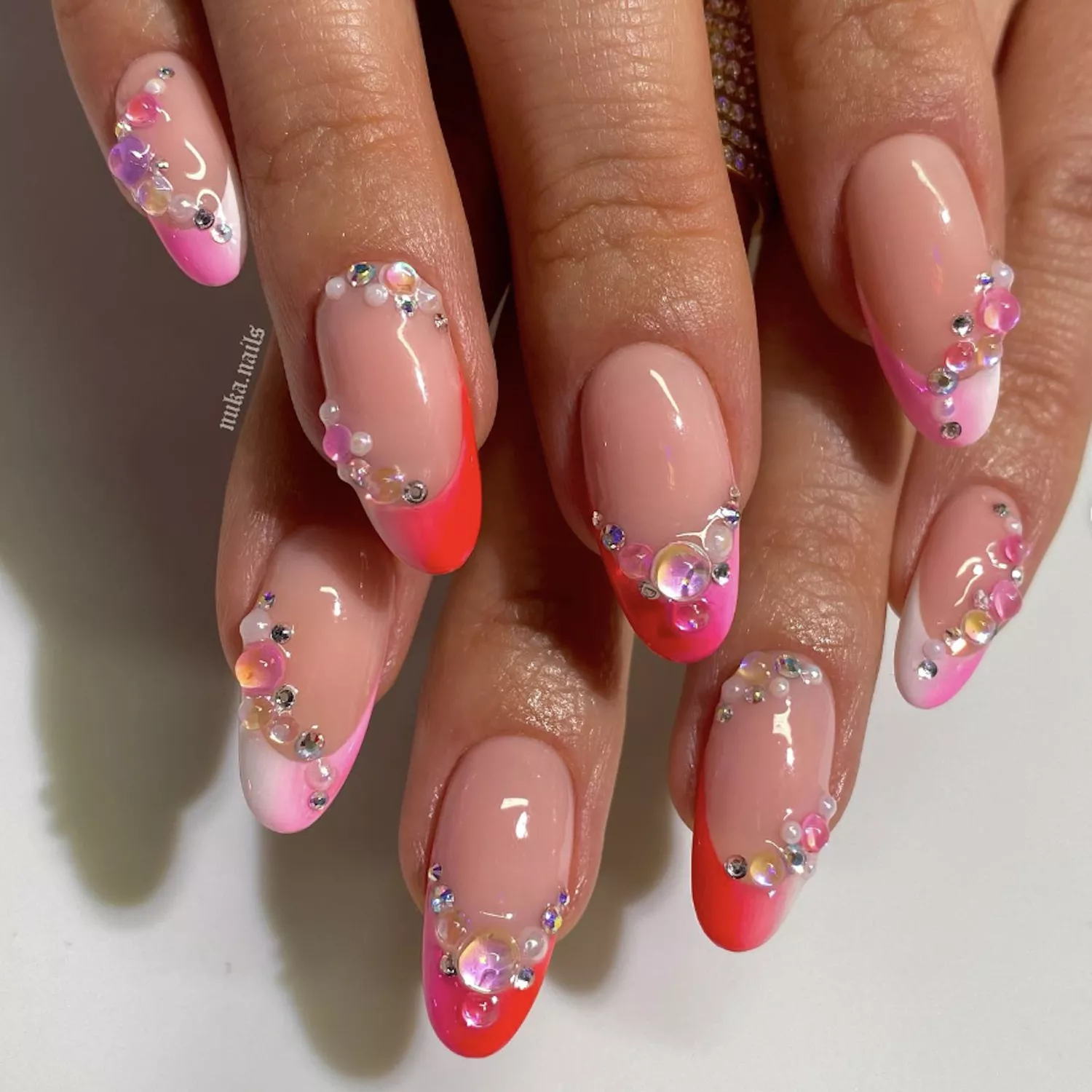 Colorful ombré french manicure