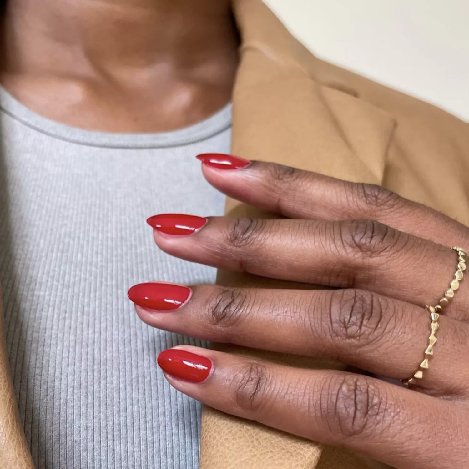 classic red and glossy manicure