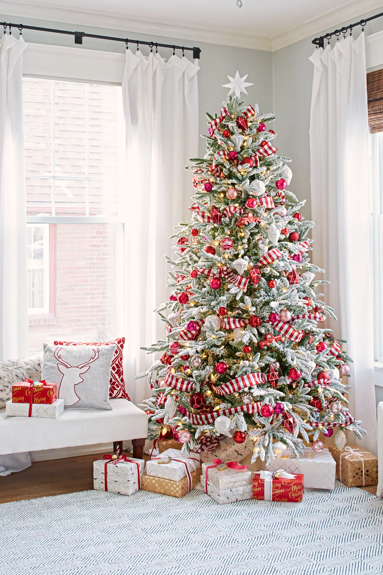 candy cane christmas tree and presents