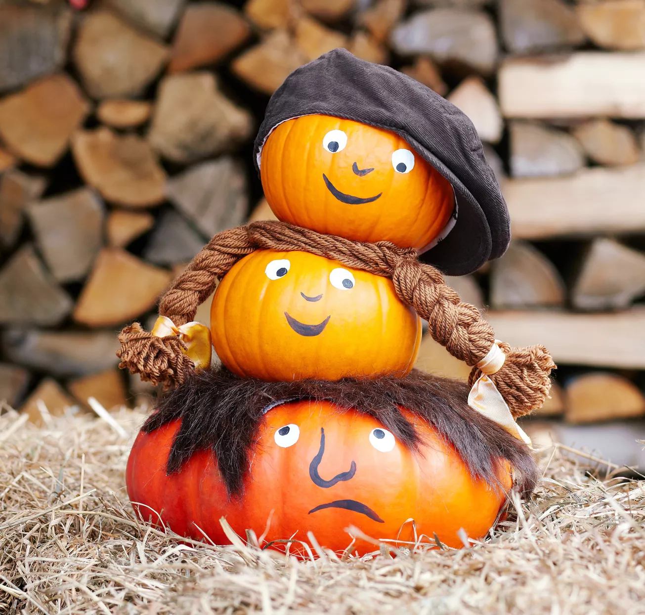 Pumpkins with Hair and Hats