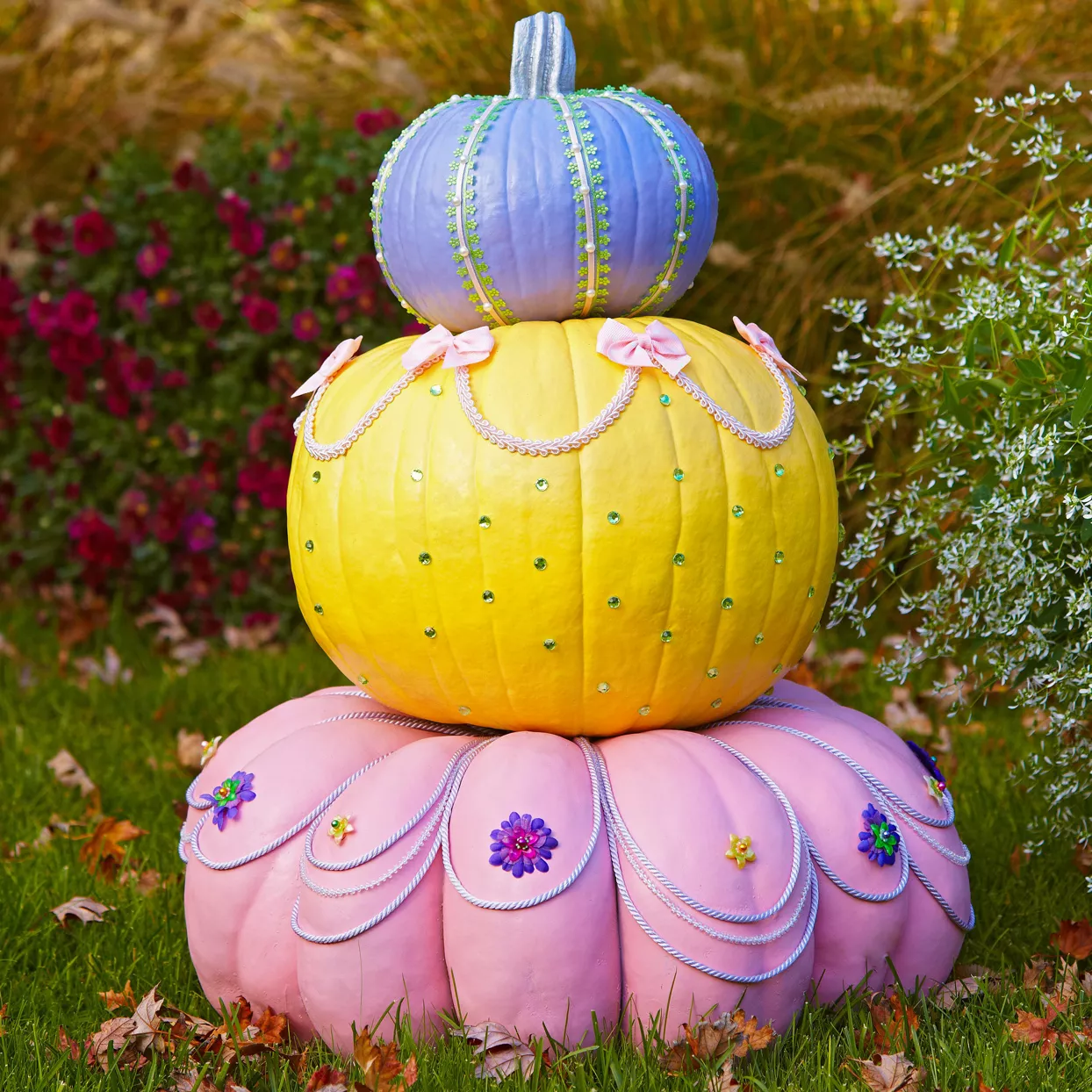 Tiered Pastel Painted Pumpkins