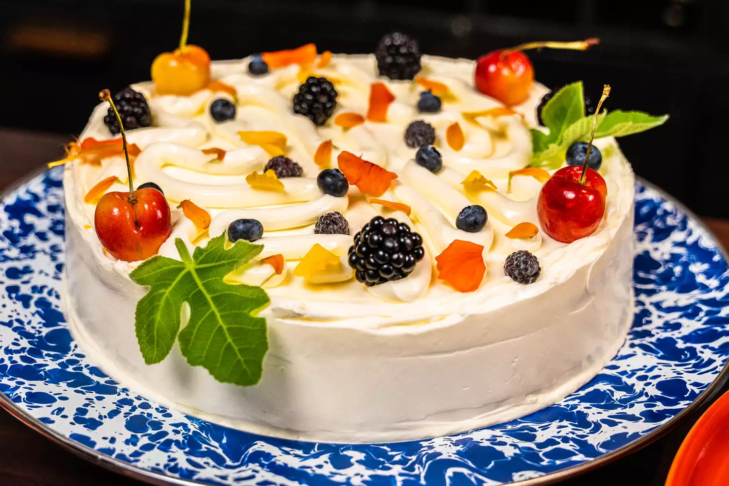Cornmeal Cake with Olive Oil Buttercream