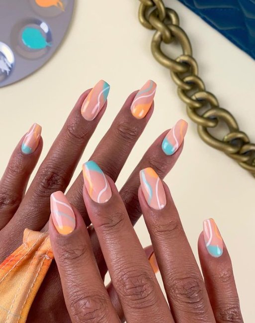 coffin almond nails