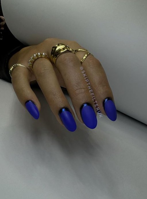 matte and gloss biab blue nails