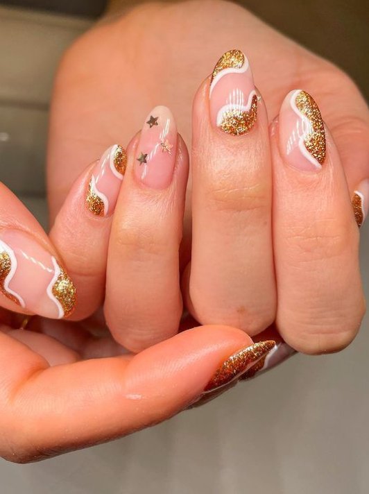 sparkle almond nails