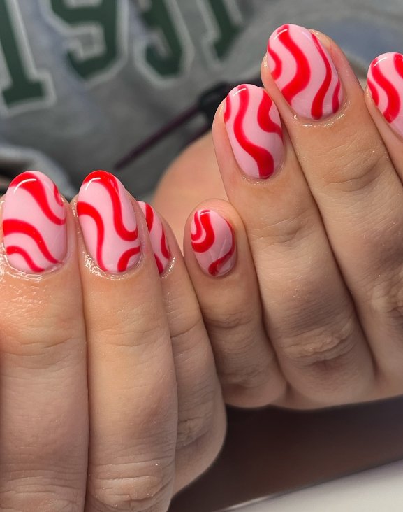 swirl almond nails