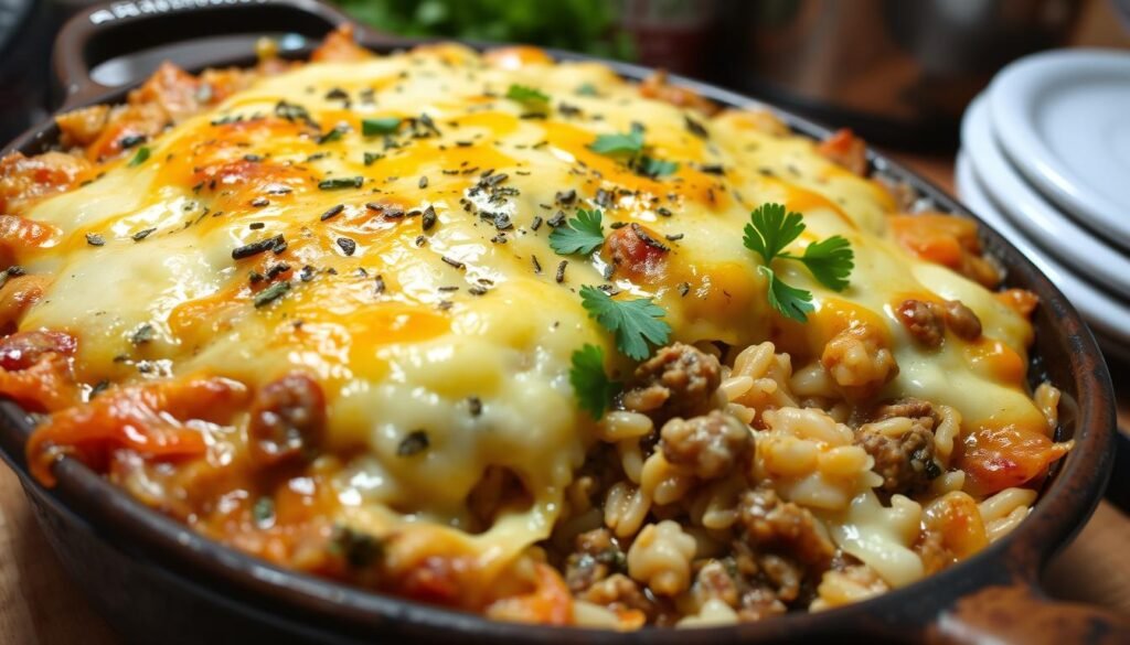 Cheesy Ground Beef and Rice