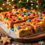 Christmas Loaded Peanut Butter M&M Cookie Bars