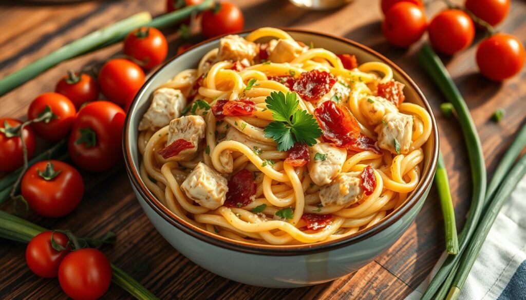 Creamy Chicken Bacon Ranch Pasta