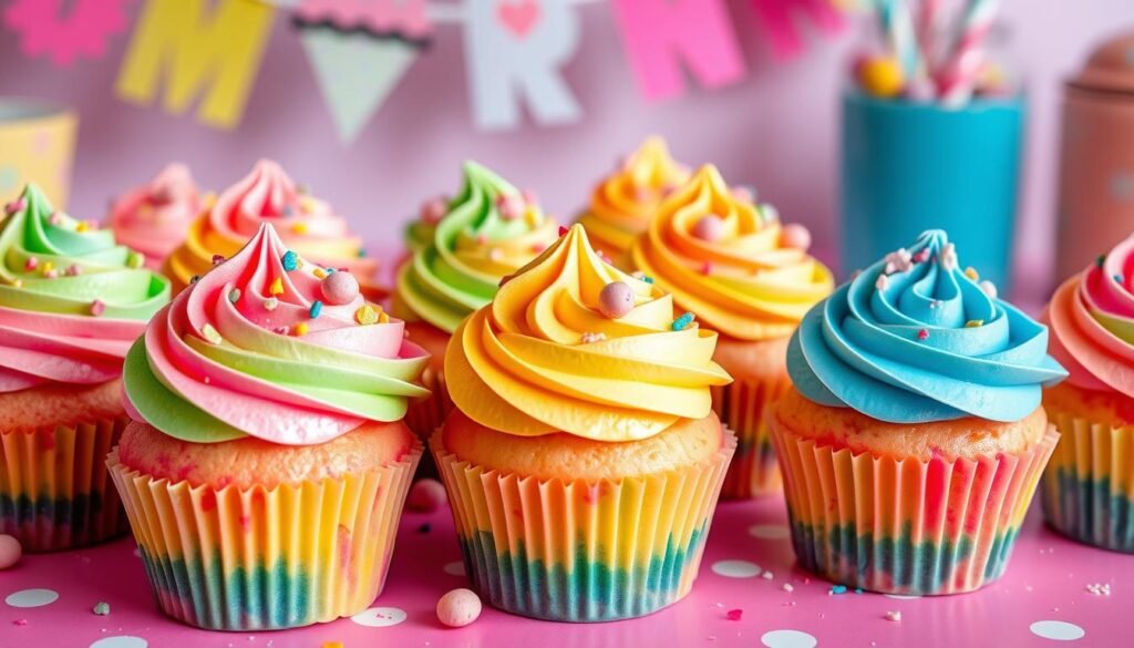 Rainbow Sherbet Cupcakes