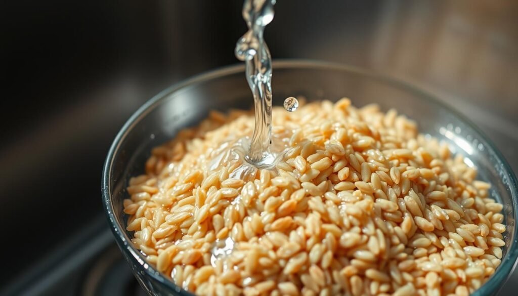 Rinsing brown rice