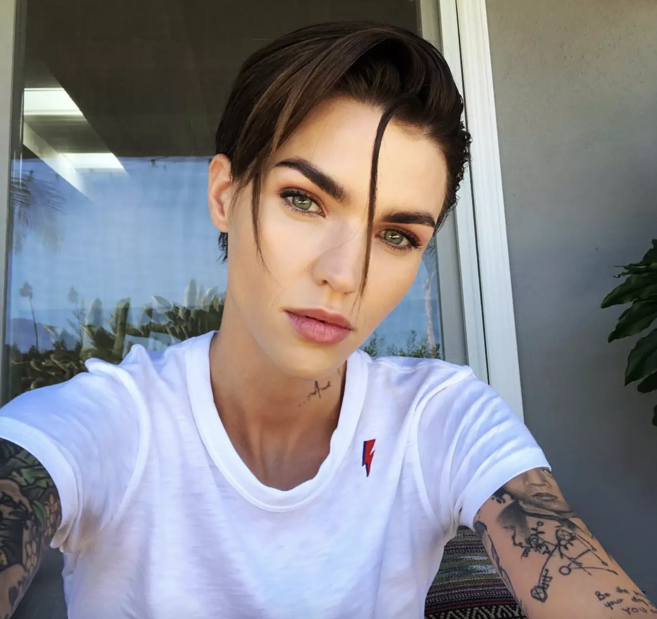 Ruby Rose neck tattoo