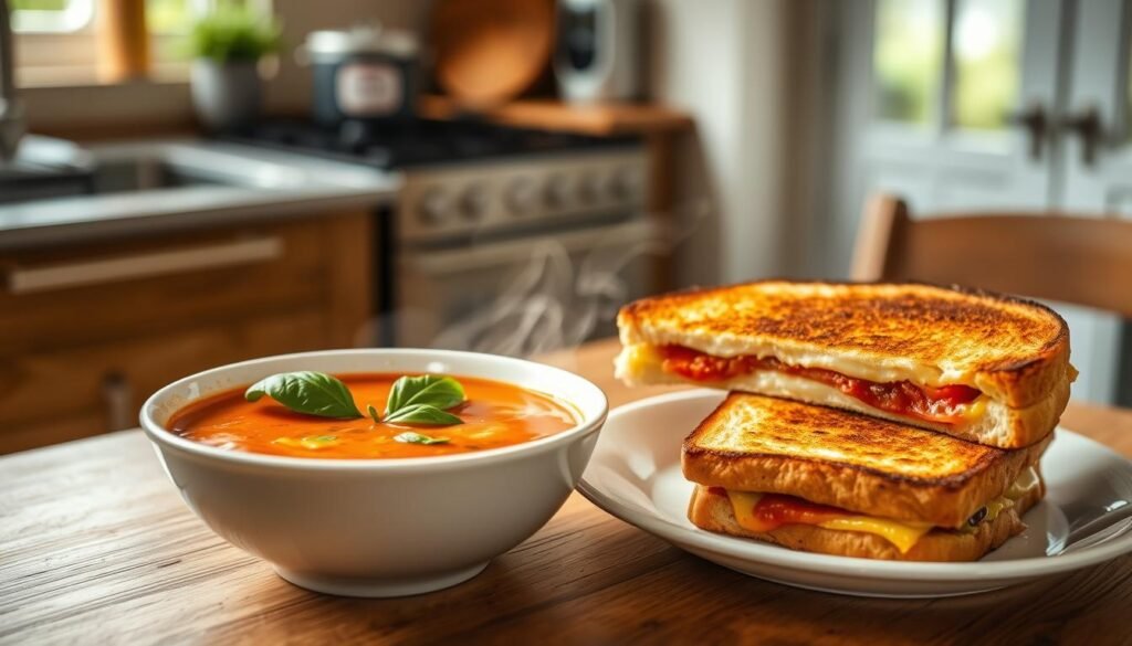 Tomato soup and grilled cheese